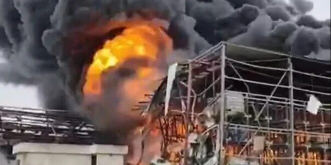 Analysis. Israel says industrial site on fire after Iranian attack as hundreds mourn killed journalists in Lebanon.. Video